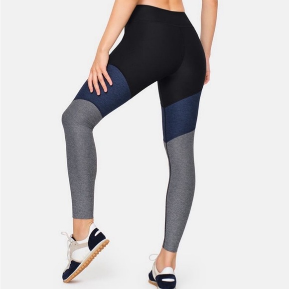 Outdoor Voices Blue & Grey Heather Color Block Athletic Work Out Leggings Sz XS - Picture 4 of 11